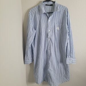 Lauren Ralph lauren large pajama button front men black label embroidered blue